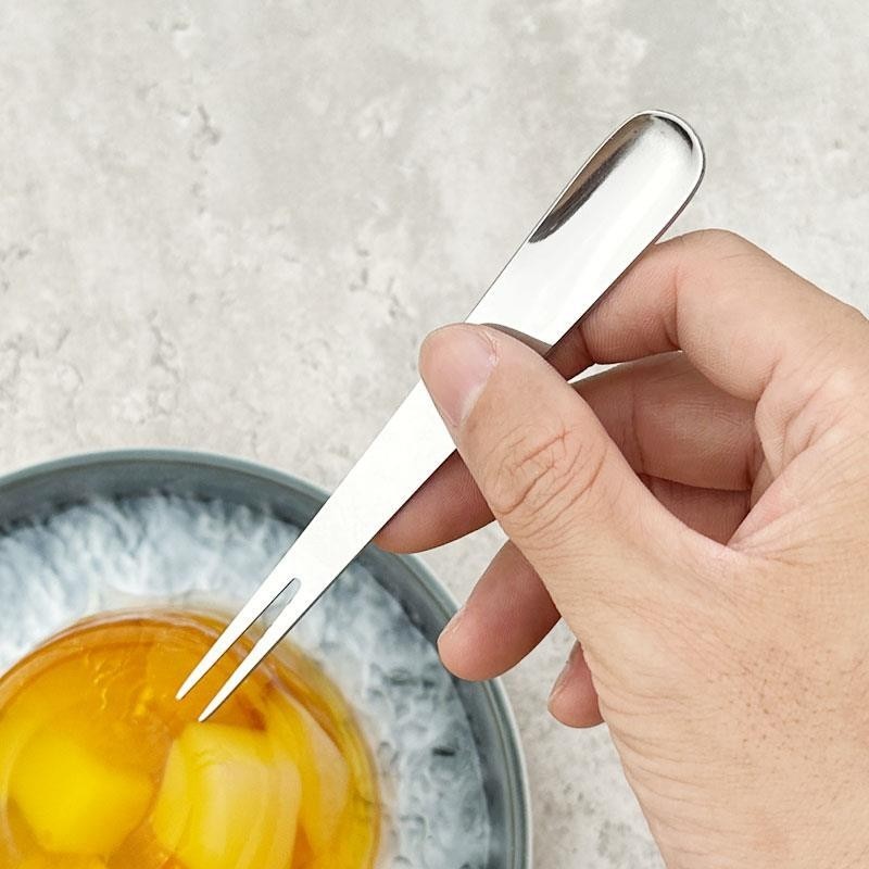 水果叉不锈钢两用叉勺一体家用甜品勺冰淇淋雪糕勺水果签创意叉子