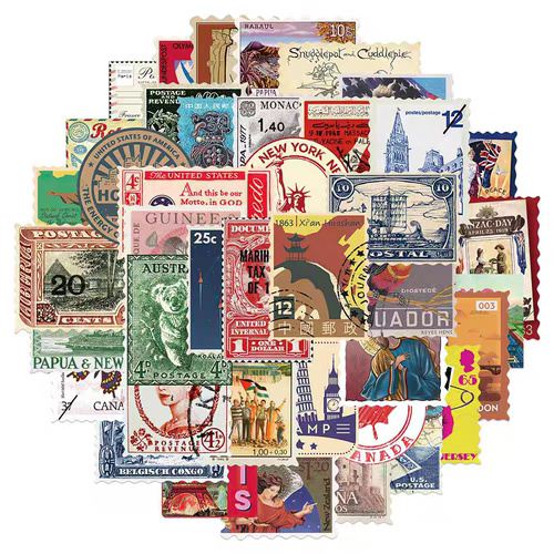 10/30/50pcs Vintage Retro Travel Stamp Stickers Scrapbook Ph