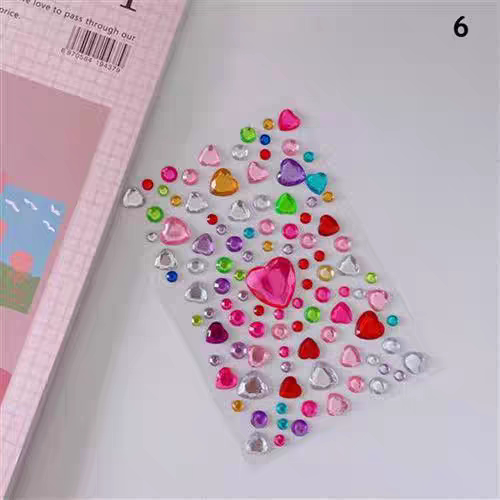 D Love Heart Gem Stickers Self Adhesive Diamond Jewel