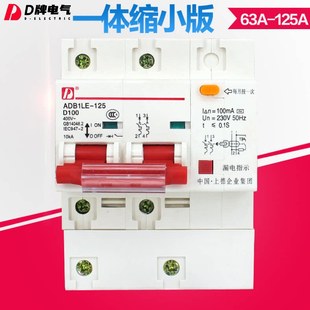 125 小型带漏电断路器DZ47LE D牌 100A一体型开关保护器