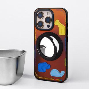 CASEGOOD 原创镜子支点支架手机壳透黑沙漠金色苹果16pro手机壳磁吸14适用iPhone15promax保护套17新款高级感