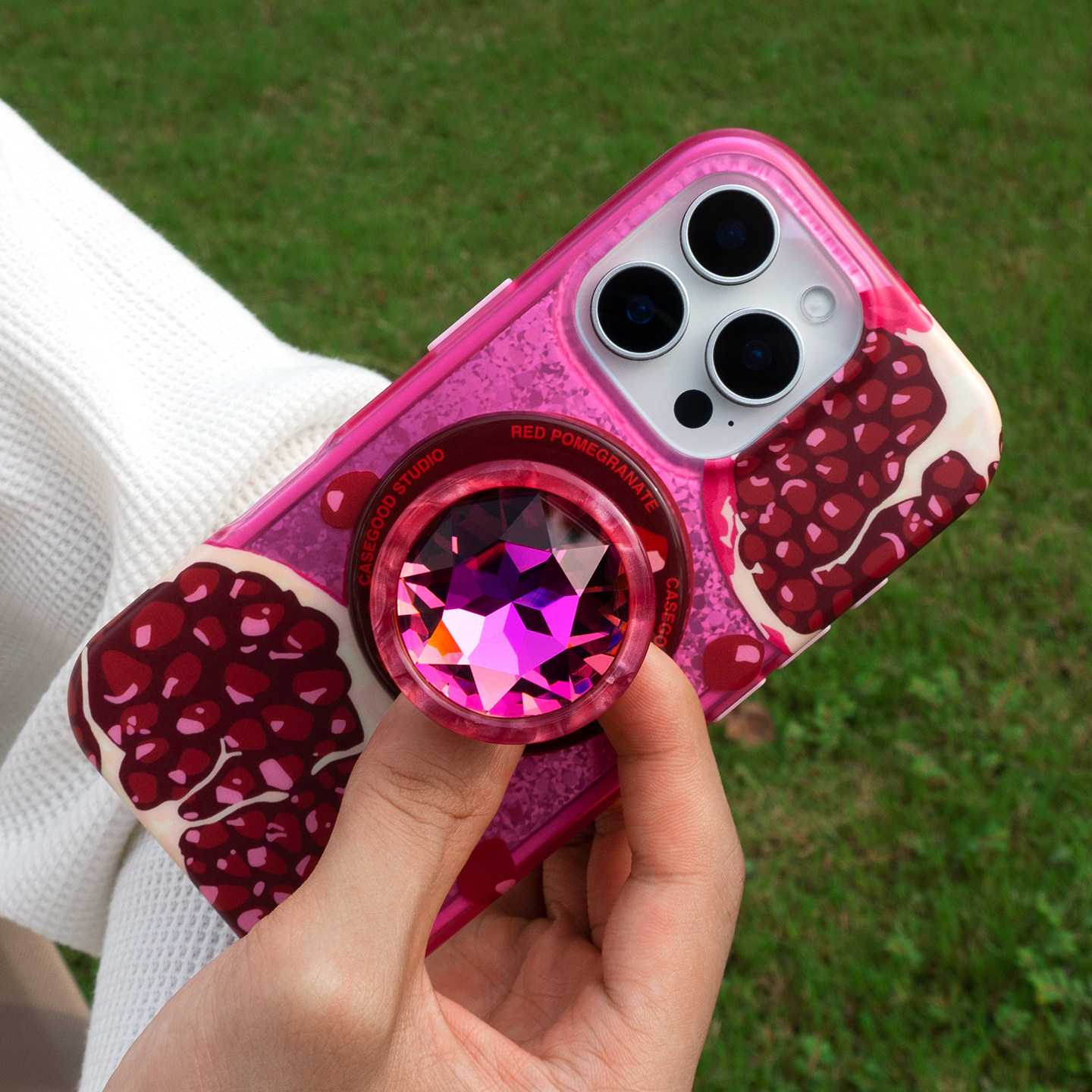 CASEGOOD 原创红石榴闪闪磁吸手机壳16pro苹果15适用iPhone14promax保护套新款二合一全包防摔好看小众带支架