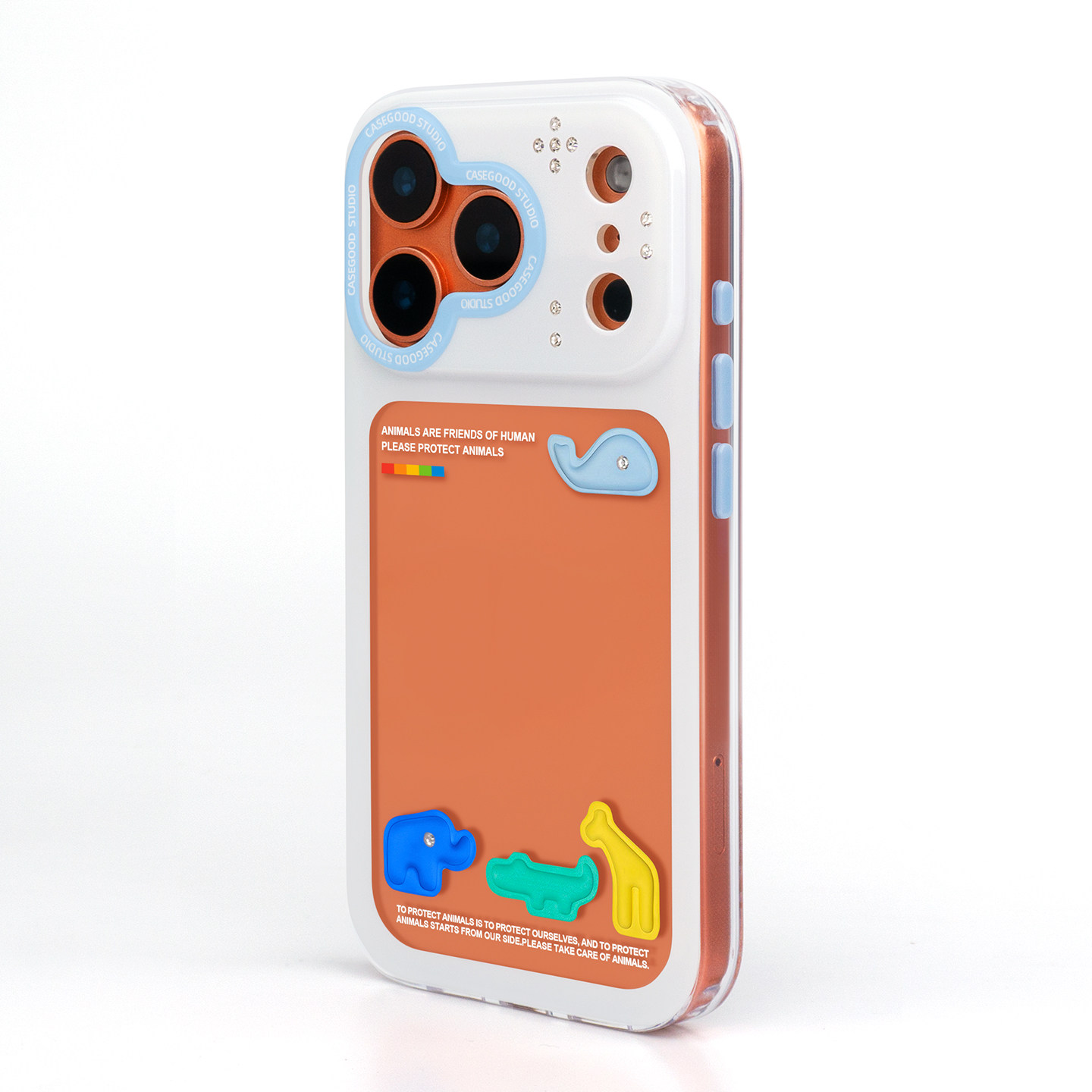 CASEGOOD 原创镶钻小动物透明手机壳16pro苹果17promax适用iPhone18保护套可放照片卡相框拍立得小众简约ins图片