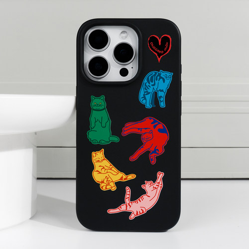 CASEGOOD 原创顽皮小猫17手机壳磁吸黑色15苹果16promax软适用新款iPhone18pro保护套14小众耐脏可爱全包