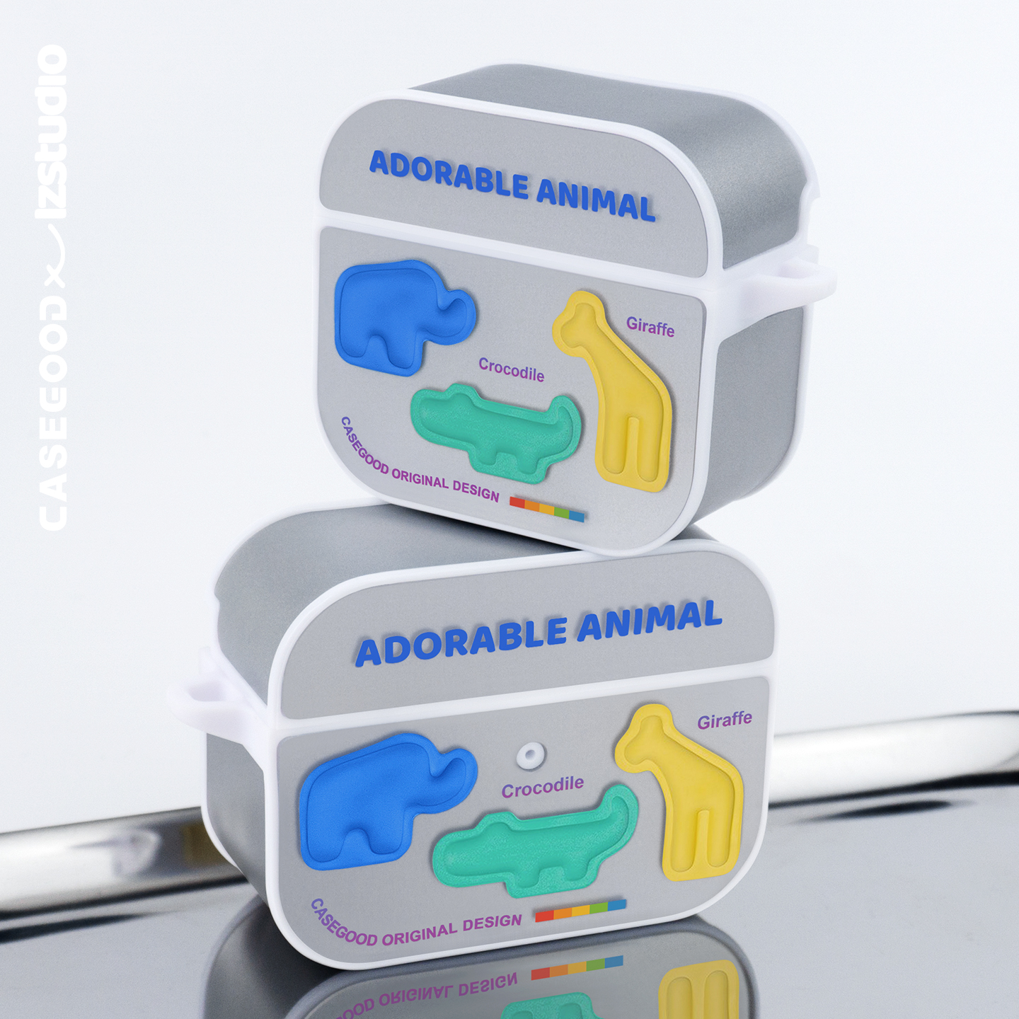 casegood原创小动物银色苹果耳机壳适用AirPods4保护套pro2二代3一蓝牙耳机保护壳高级感新款带挂绳