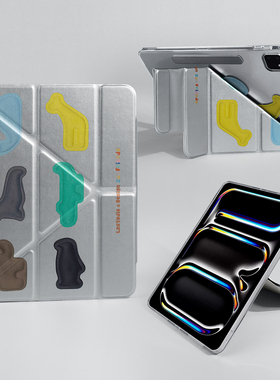 CASEGOOD 原创银色磁吸三折iPad保护壳mini7平板保护套2025新款Pro11寸13适用10代苹果Air6笔槽华为matepad