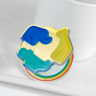 lz原创炫彩镭射磁吸手机壳支架气囊折叠通用创意个性 懒人桌面便携