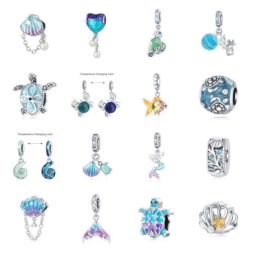 海洋世界系列串珠BEADS潘家风格手链珠子S925纯银爽脆薯条吊坠DIY