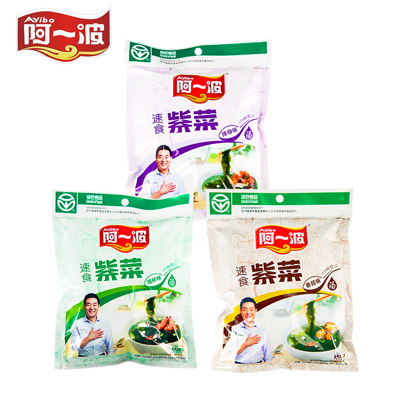 阿一波速食紫菜煲汤海鲜味排骨味香菇味含汤料包一份三包 62g*3包