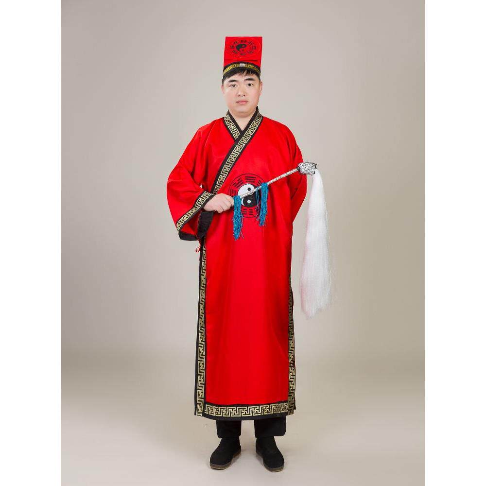 新款道士服装长袍法衣经衣林正英同款道袍八卦衣武当山长袖套装黑