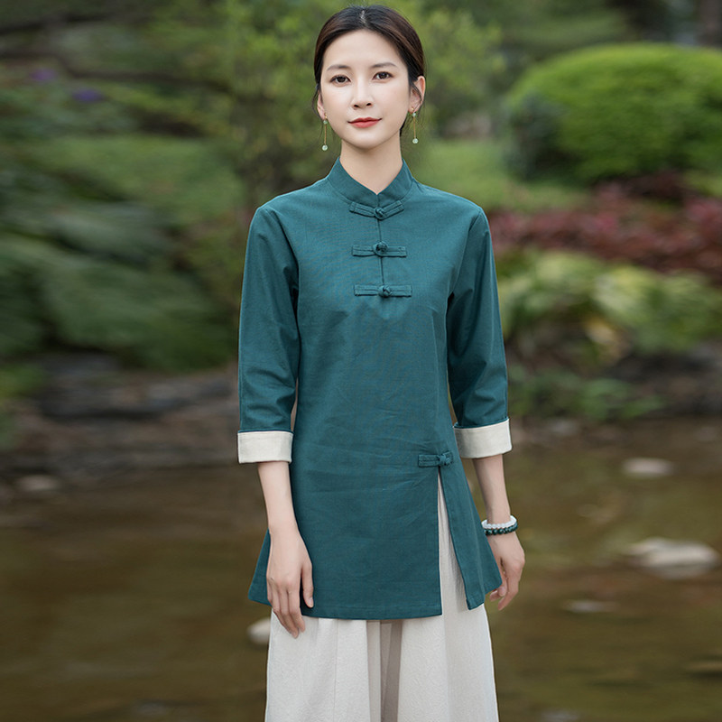 新款禅意衣服中式女装中国风套装道服棉麻居士服茶服禅修服禅服女
