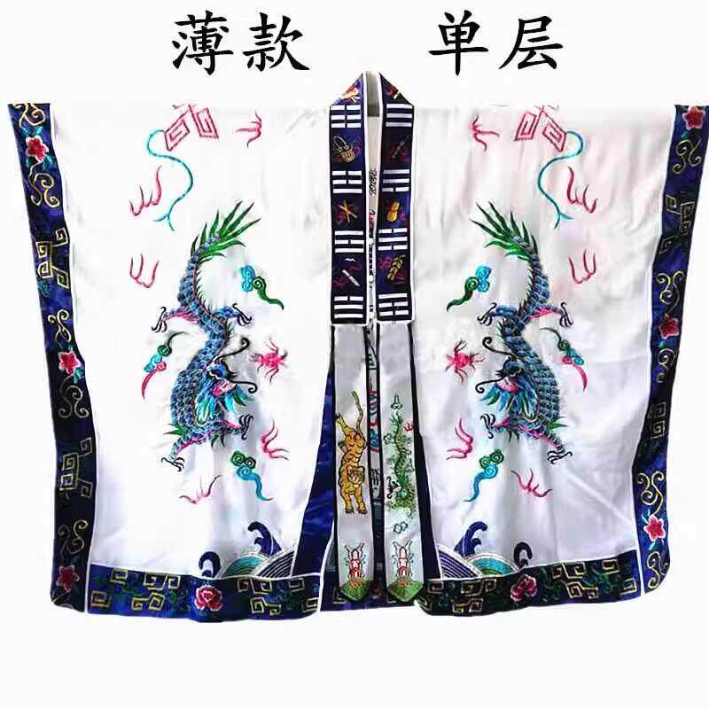 新款道家用品 薄款白色双龙衣 道袍道士服高丝宝法衣刺绣经衣演出