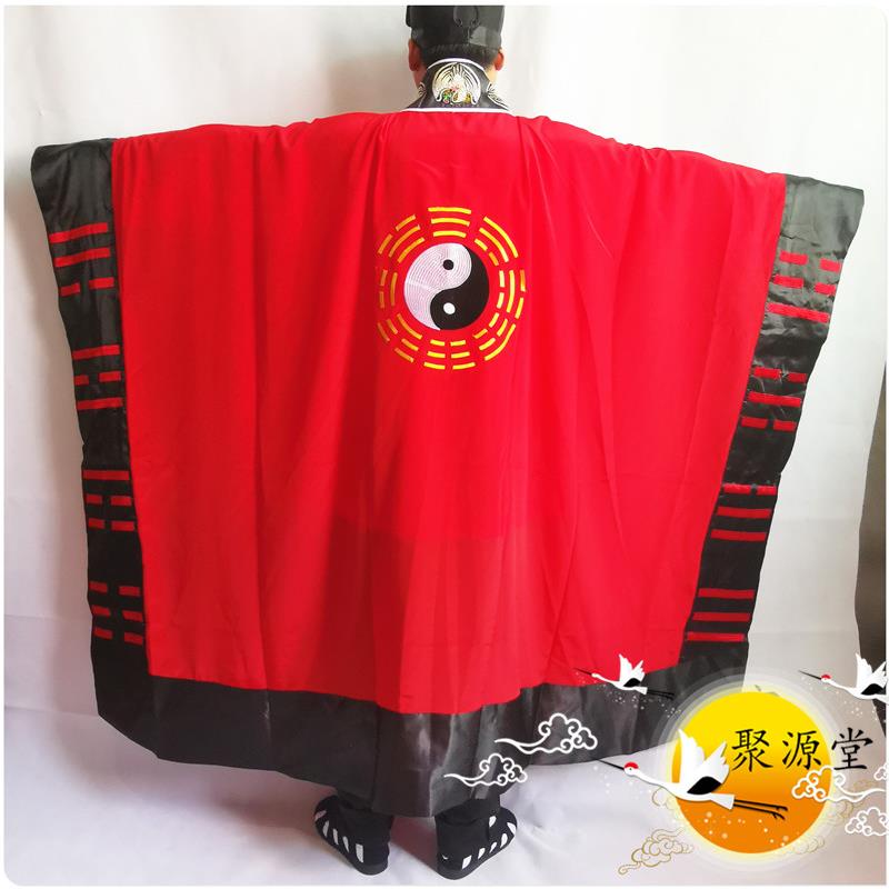 新款道服道袍仙鹤八卦经衣道士服装仙鹤道衣红色太极高功服高丝宝