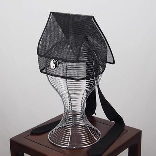 新款武当道士庄子巾帽子太极图纯阳巾八卦图案法师帽子道袍布帽方