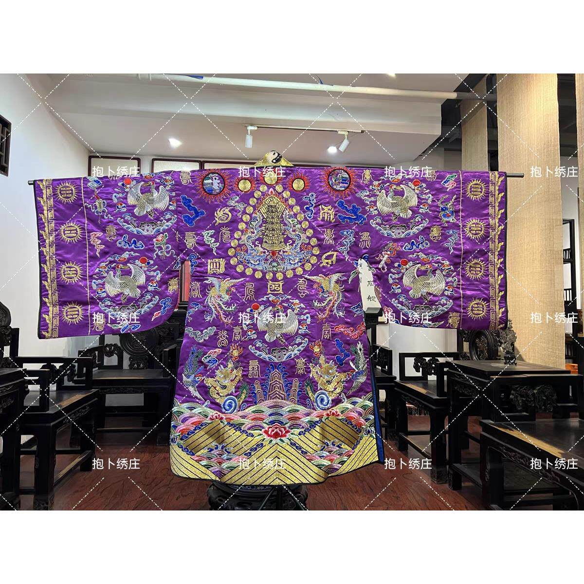 新款道士服高功服紫色九鹤小袖法衣降衣道袍