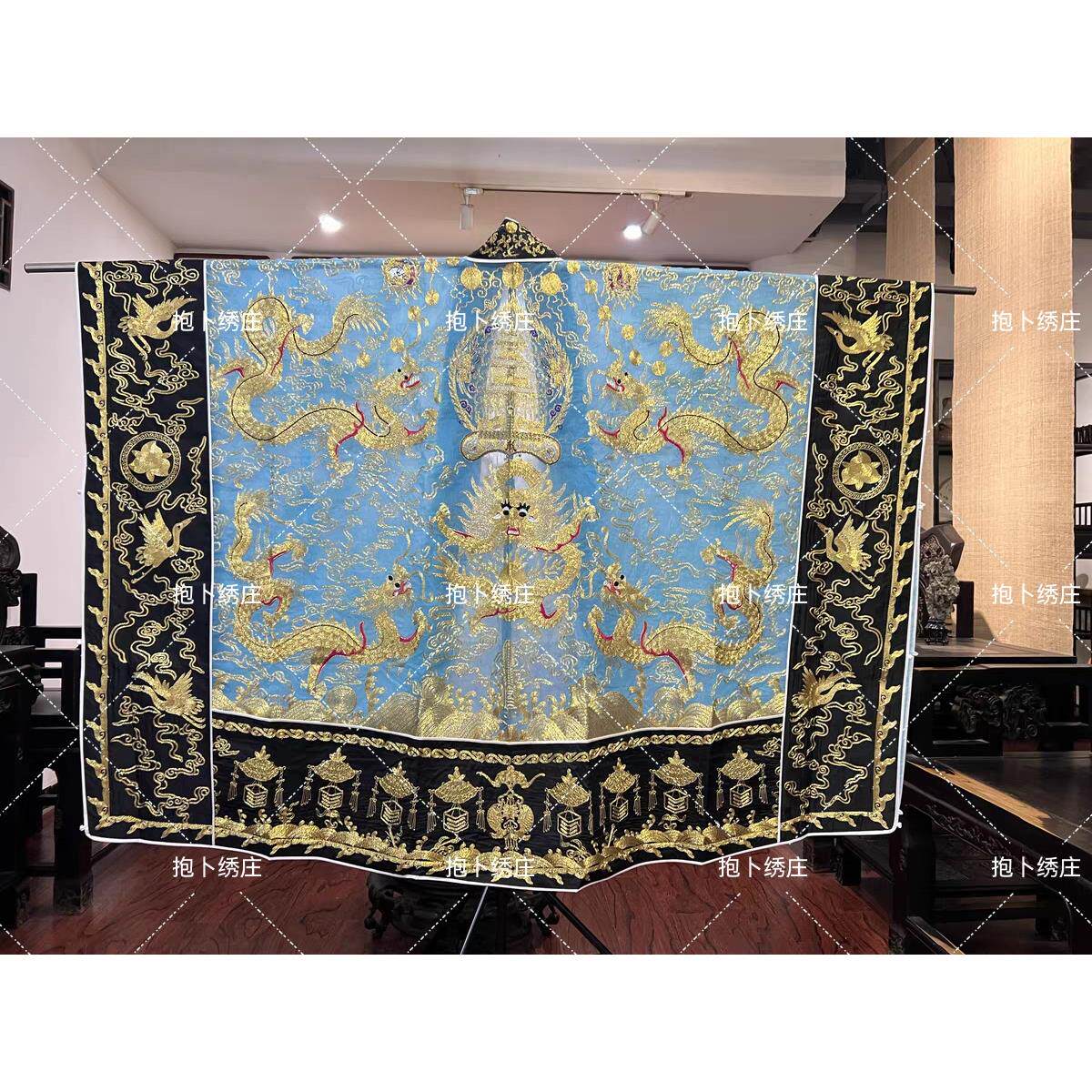 新款道士服高功服轻薄纱料全金仿手工紫薇琼台五龙法衣降衣道袍