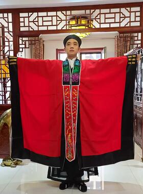 新款经衣寿领子红色黄色法袍道袍法衣高功法服民族服装传统服饰汉