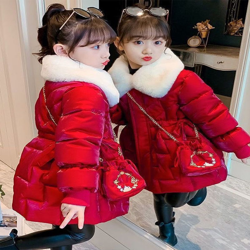 品牌旗舰女童冬季棉衣外套新款儿童棉袄洋气中长款加厚羽绒棉服潮