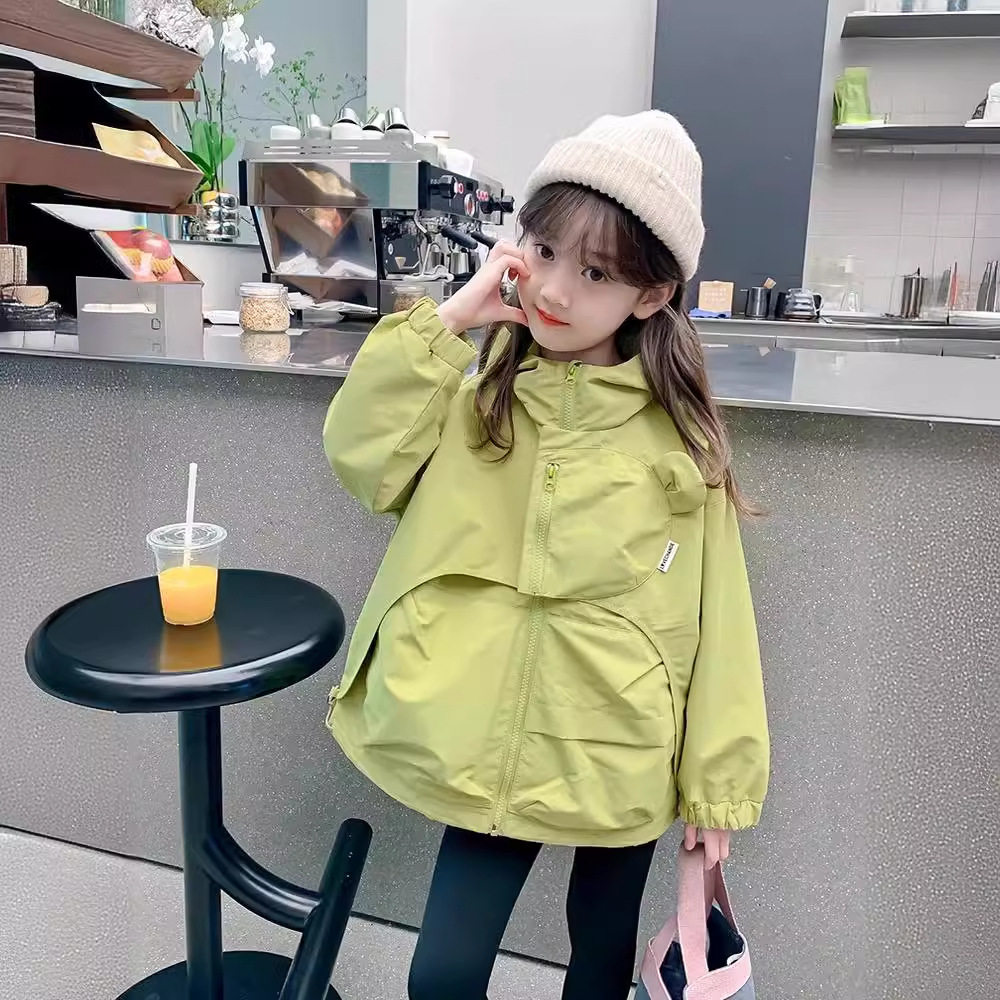 品牌专柜女童外套2025春秋新款洋气网红儿童上衣春装连帽冲锋衣潮