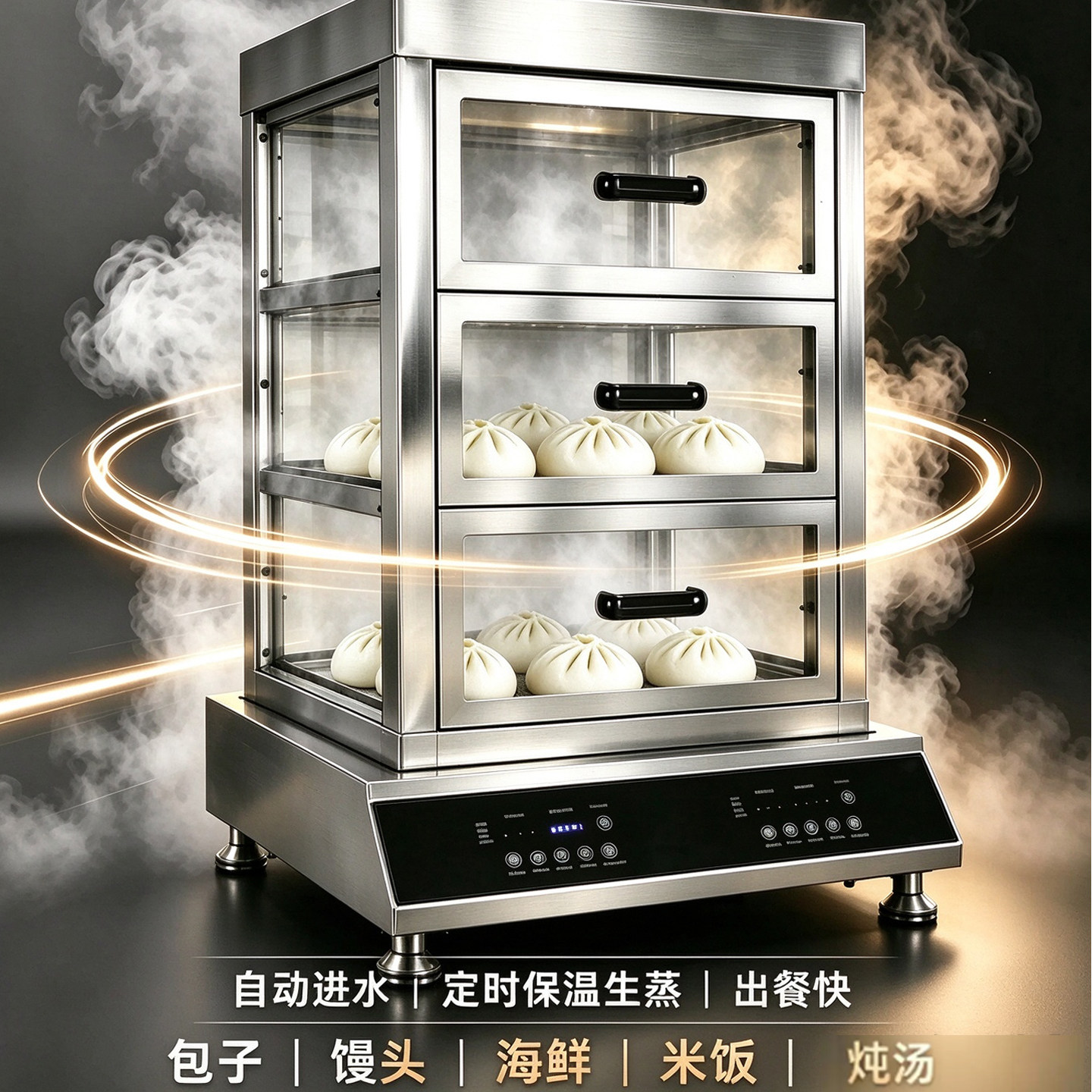 新型蒸包炉商用馒头海鲜小笼包蒸柜电蒸炉早餐店蒸包柜肠粉炖汤香