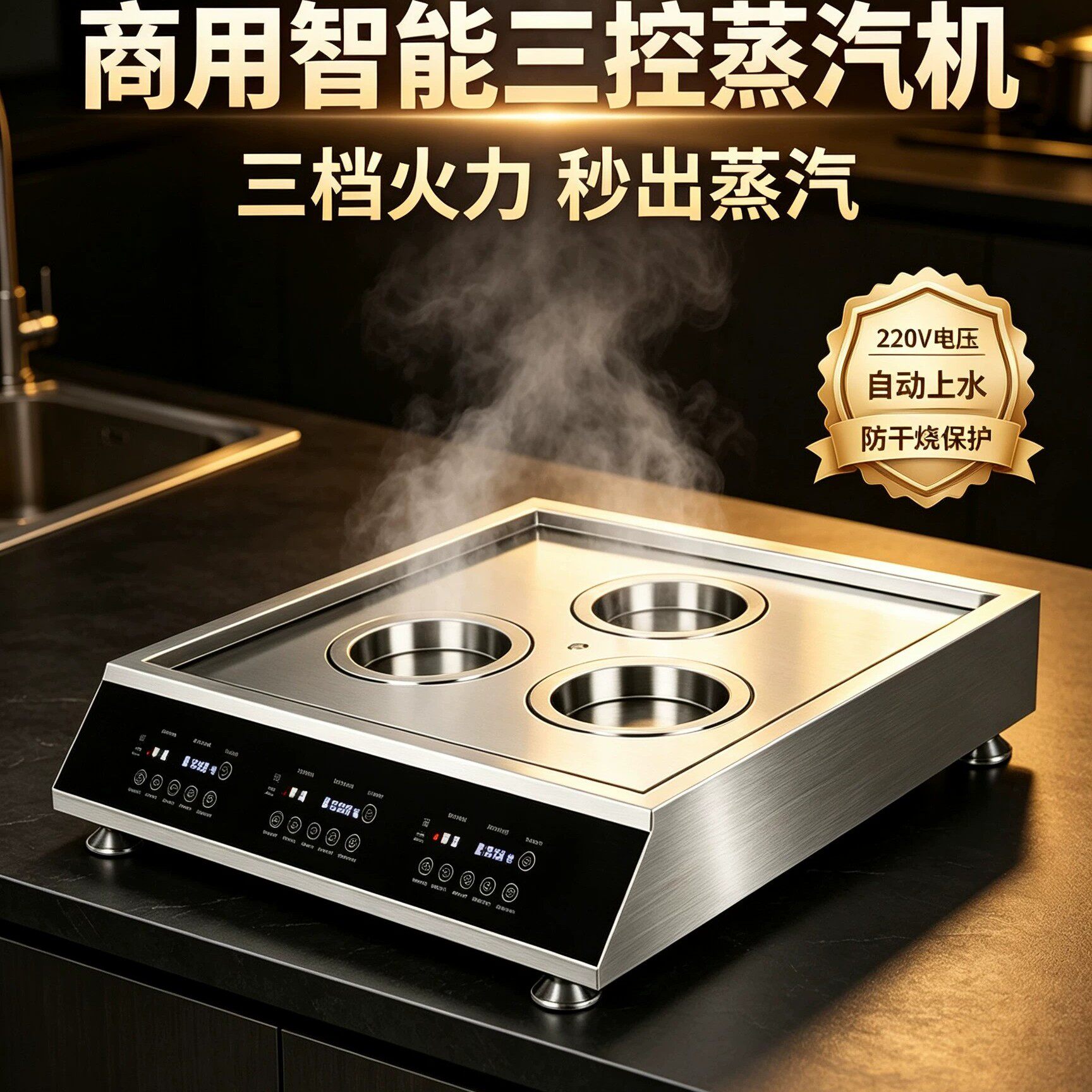 新型喷汽机蒸包柜海鲜米饭包子馒头炖汤蒸汽机自动进水餐饮高效快