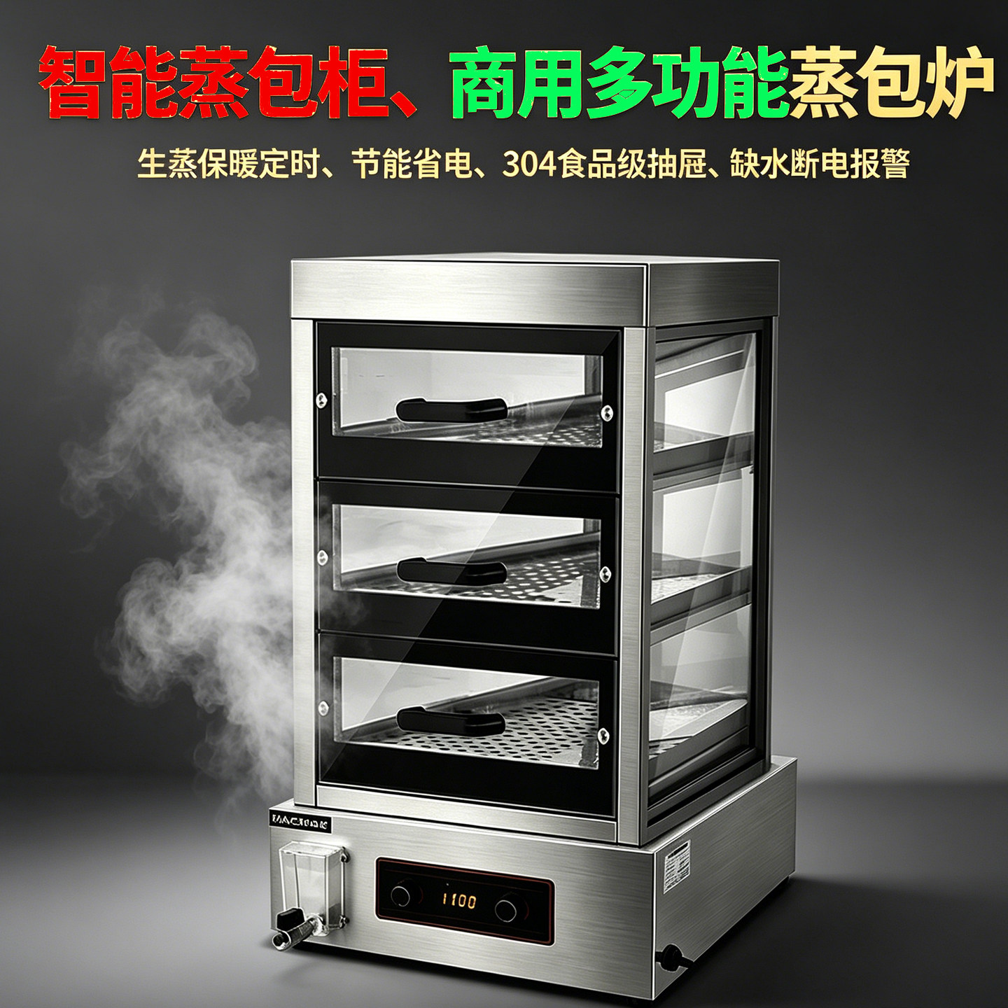 三层五层可视柜商用多功能蒸包炉304不锈钢多层抽屉式智能保温柜