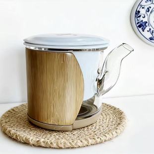 祥福乐福高硼硅耐热玻璃长嘴茶壶粉青甜白瓷内胆茶漏公道杯茶配件