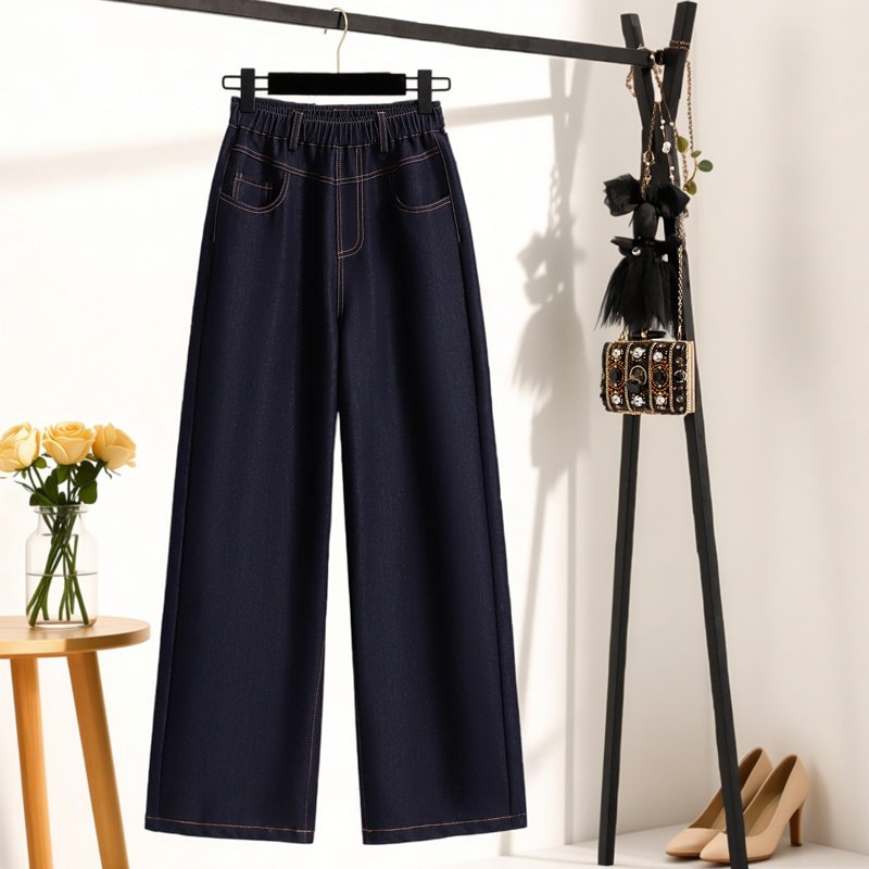 2026春季新款时尚高街休闲牛仔直筒裤女加大码高腰遮胯显瘦阔腿裤,女装/女士精品,大码裤装,淘宝优惠券,粉丝福利购,淘宝优惠卷