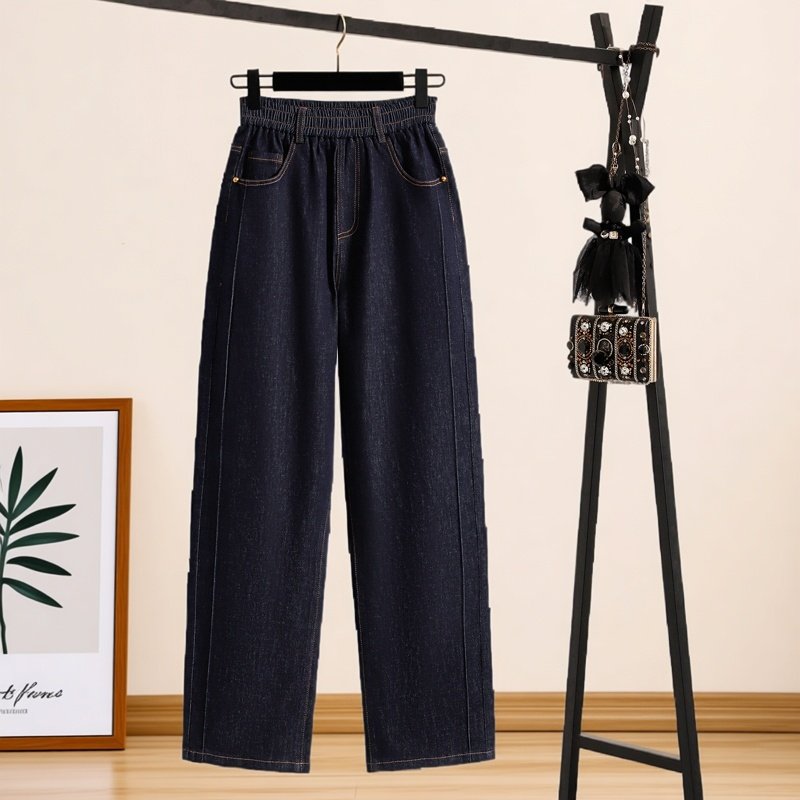 2026春季新款时尚洋气垂感休闲直筒裤女加大码高腰遮胯显瘦阔腿裤,女装/女士精品,大码裤装,淘宝优惠券,粉丝福利购,淘宝优惠卷