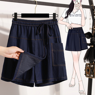 大码高腰天丝五分牛仔短裙裤女潮