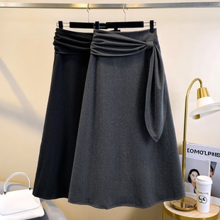加大码 高腰遮胯显瘦半身裙 简约舒适百搭毛呢A字裙女2025秋冬新款