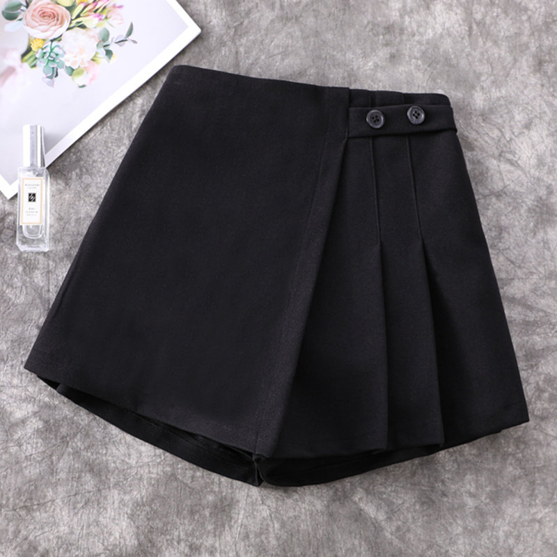 2021年秋冬新款超大码防走光毛呢短裙裤女高腰宽松半身裙a字裤裙