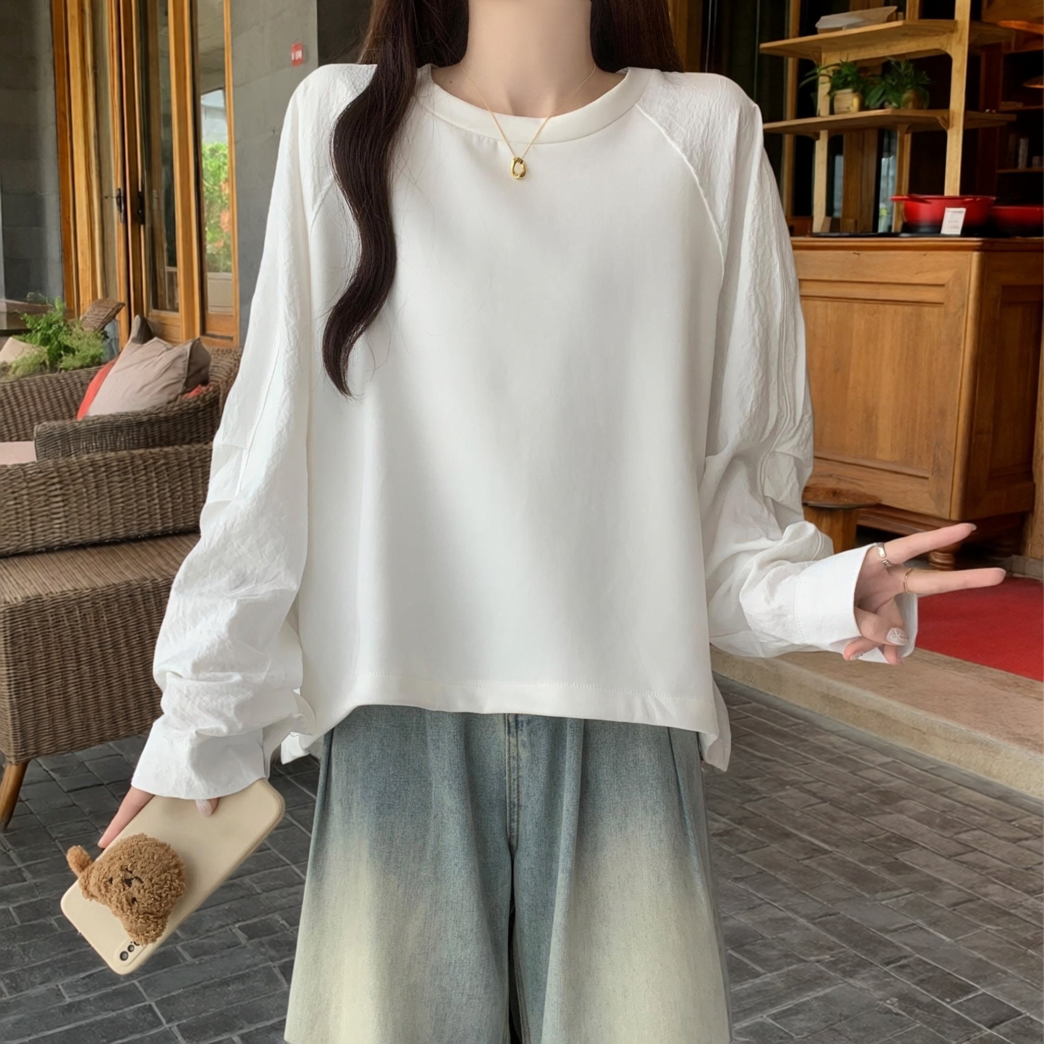 大码女装纯色圆领抽绳休闲卫衣2026春季新款通勤风宽松显瘦T恤潮,女装/女士精品,大码内搭,淘宝优惠券,粉丝福利购,淘宝优惠卷