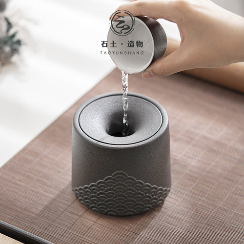 陶云尚黑陶建水茶洗中号茶盂