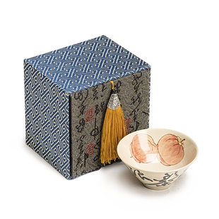 手绘诗文主人杯家用陶瓷斗笠茶杯品茗杯单杯复古功夫茶具茶碗礼盒