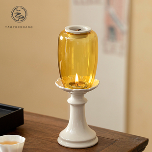 莲花香薰灯蜡烛家用隔火熏香炉香粉檀香沉香防干烧精油灯加热器