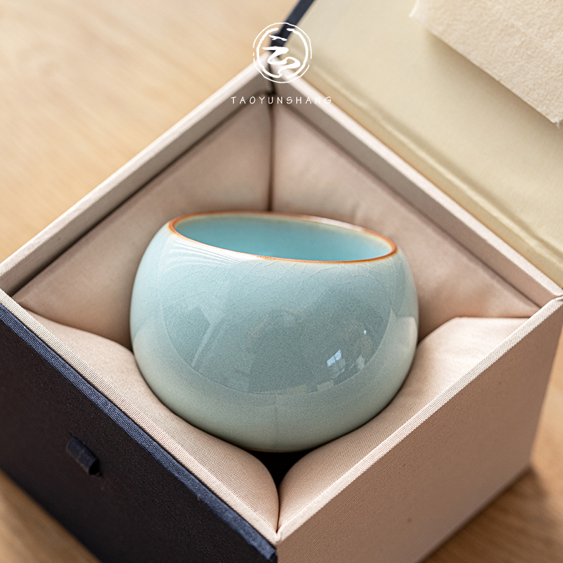陶云尚汝窑开片可养茶杯主人杯