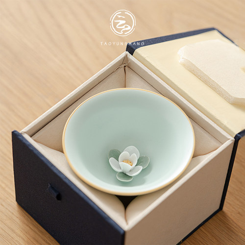 陶云尚汝窑手捏花茶杯主人杯