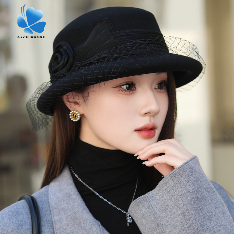 羊毛渔夫盆帽子女士2024新款秋季冬天百搭时尚潮流大头围冷帽礼帽