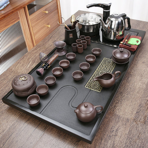整块天然乌金石茶盘轻奢现代全自动一体茶台茶具套装家用客厅办公 - 封面
