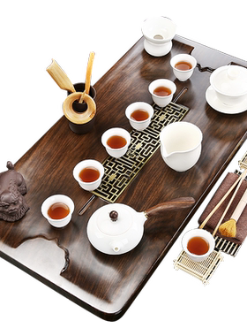 实木茶盘排水式整套功夫家用办公小型茶台陶瓷茶具茶海套装茶托盘