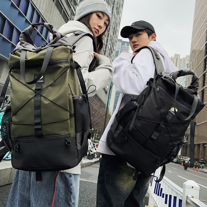 潮酷大容量双肩包男生撞色个性户外旅行登山背包休闲大学生书包女