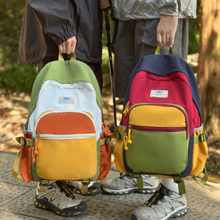 户外徒步旅行背包拼色登山包大容量轻便男女运动双肩包大学生书包