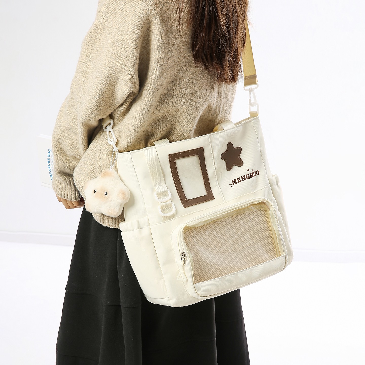 百搭轻便透明吧唧痛包小学初中生补课通勤斜挎包女防水手提单肩包,箱包皮具/热销女包/男包,单肩包,淘宝优惠券,粉丝福利购,淘宝优惠卷