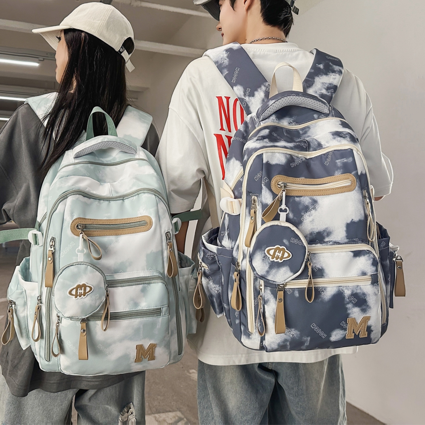 结实耐用书包女个性扎染大学生旅行双肩包大容量通勤电脑背包男潮