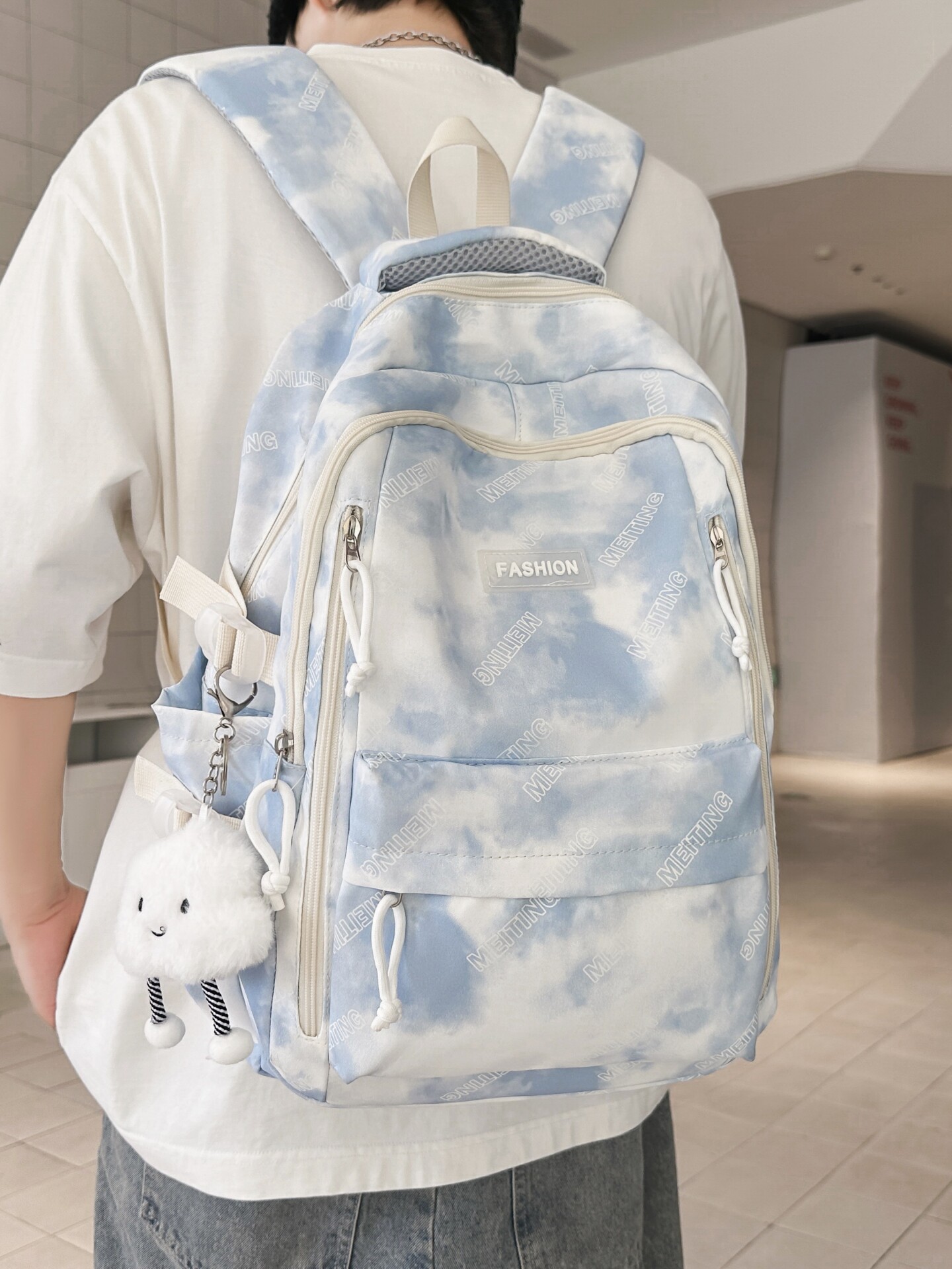 Böyük tutumlu tie-dye məktəb çantası, gənclər və tələbələr üçün