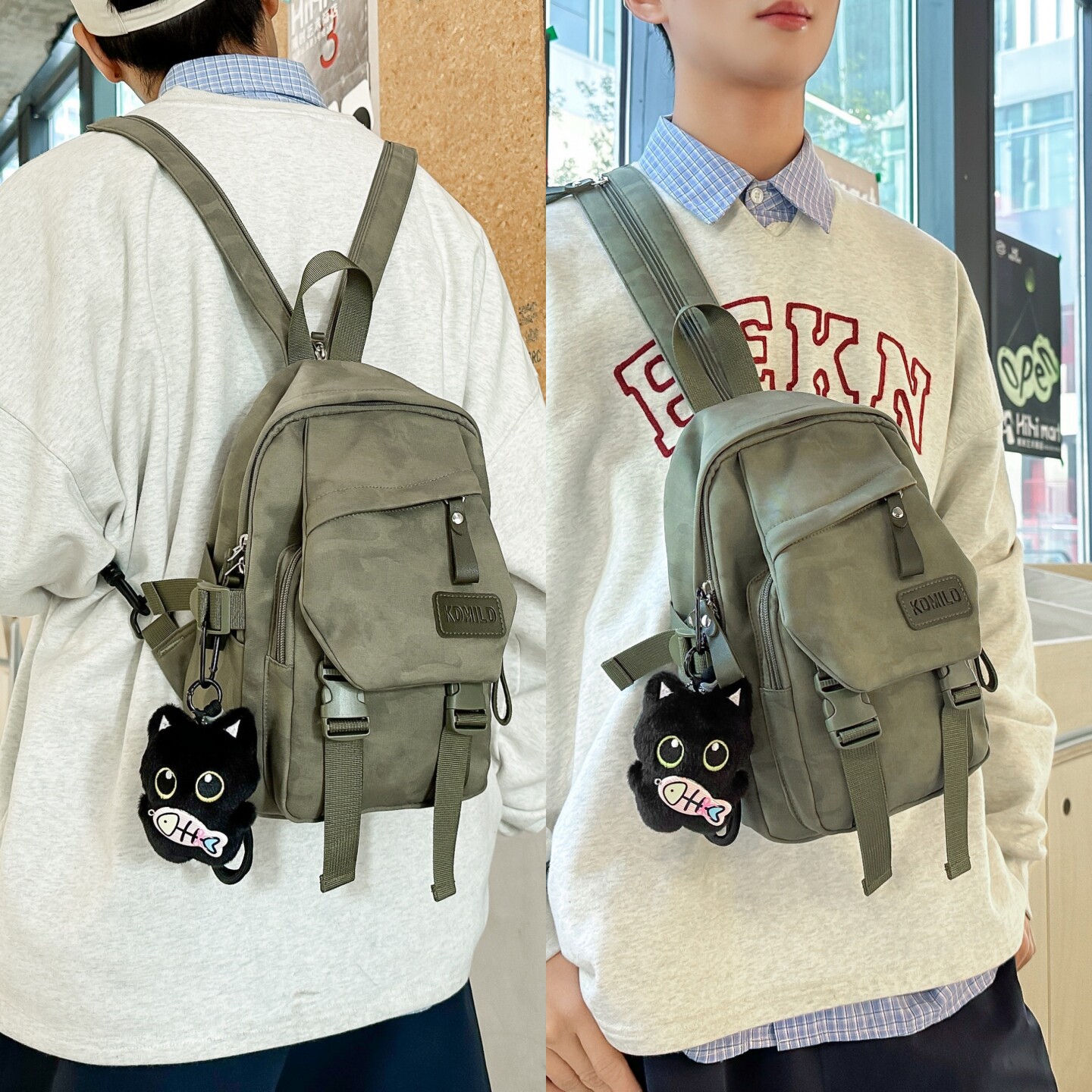 多功能两用胸包男生户外运动小型背包轻便暗纹旅行登山包斜肩包女