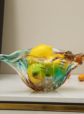 炫彩海螺艺术玻璃果盘摆件干果