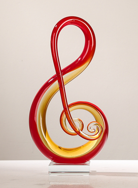 现代轻奢抽象琉璃音符异形摆件