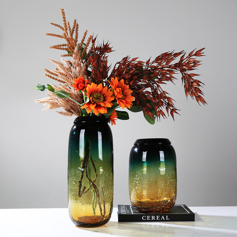 彩色艺术玻璃花瓶摆件客厅餐桌茶几玄关电视柜水培插花花器装饰品